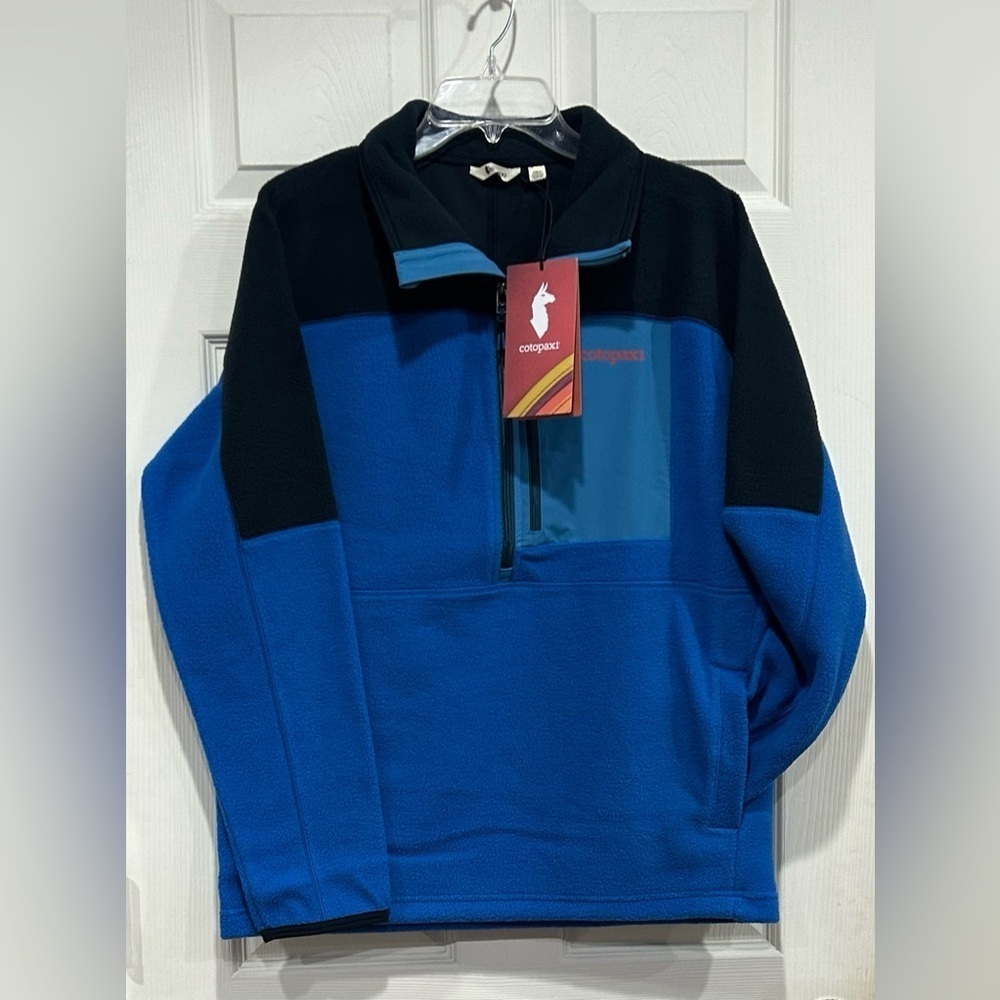 Cotopaxi Men’s Large Abrazo Half-Zip Fleece Jacket Carbon Atlantic Blue NWT